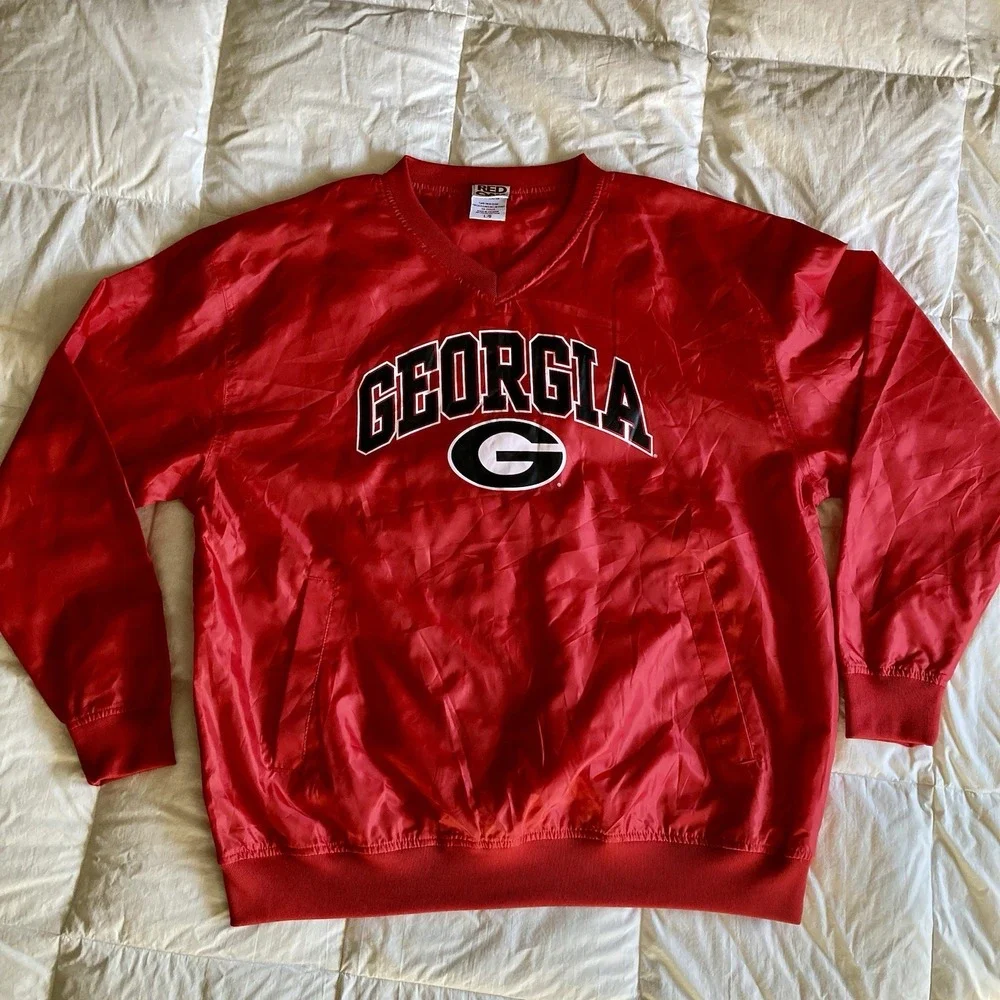 Vtg Red Oak Sportswear Georgia Bulldogs Pullover Windbreaker Jacket Mens L EUC